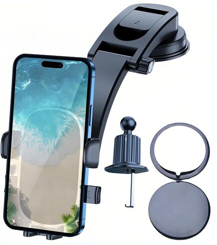Phone Mount for Car，2-in-1 Car Phone Holder for Car Dashboard or Windshield，Compatible with All Smartphones in Saudi Arabia