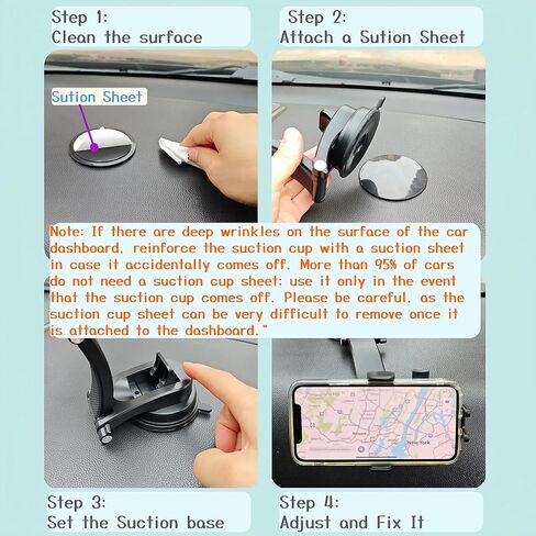 Phone Mount for Car，2-in-1 Car Phone Holder for Car Dashboard or Windshield，Compatible with All Smartphones in Saudi Arabia