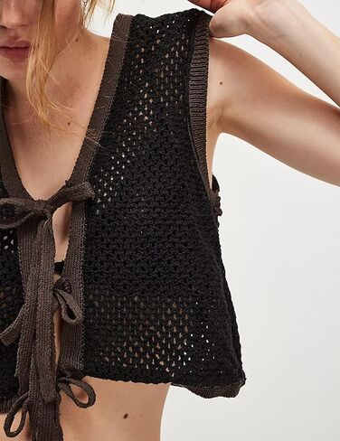 Crochet Tops for Women Knitted Summer Vest Hollow Out Button Down Shirts Short Sleeve Crop Tops Fashion Y2K Tee in Kuwait