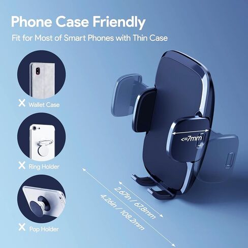Phone Holder Car [Upgrade Clip Never Fall] Car Phone Holder Mount Automobile Air Vent Hands Free Cell Phone Holder for Car Fit for All Car Mount for iPhone Android Smartphone in Kuwait