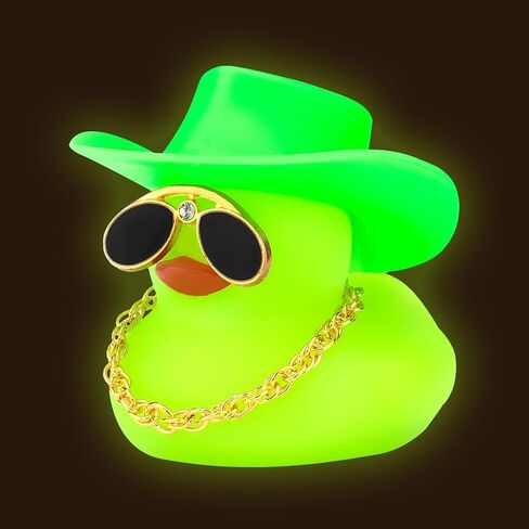 wonuu Noctilucous Rubber Duck Glowing Rubber Ducks with Sunglasses Necklace Cowboy Hat, No Electricity, Green in Kuwait