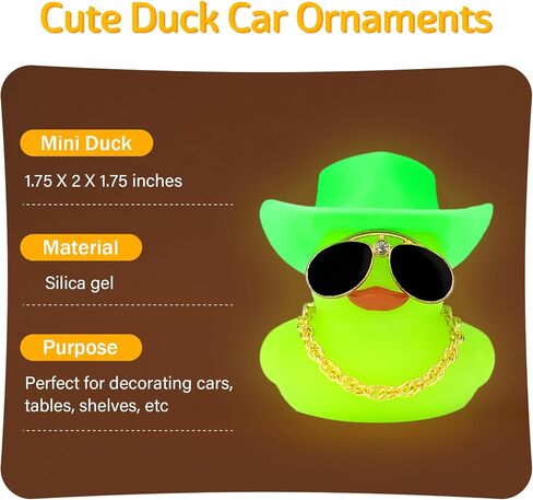 wonuu Noctilucous Rubber Duck Glowing Rubber Ducks with Sunglasses Necklace Cowboy Hat, No Electricity, Green in Kuwait