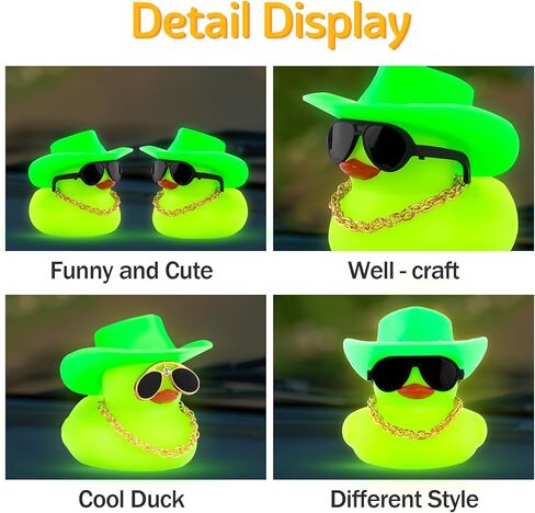 wonuu Noctilucous Rubber Duck Glowing Rubber Ducks with Sunglasses Necklace Cowboy Hat, No Electricity, Green in Kuwait