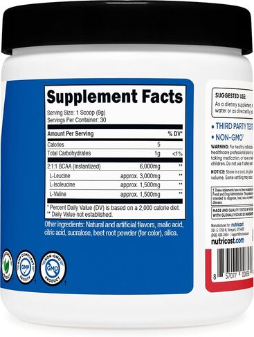 Nutricost BCAA Powder 2:1:1, 120 Servings (Green Apple) in Saudi Arabia