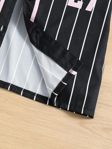 Hilinker Girls Graphic 3 Piece Outfits Short Sleeve Striped Cardigan and Crop Cami with Shorts Set in Saudi Arabia