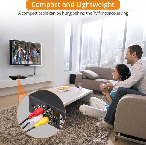 Neoteck RCA to HDMI Converter 60cm/2ft RCA to HDMI Cable Supports 16:9/4:3 Aspect Conversion Built-in RCA Cable for Game Console Plug and Play Widely Used in Wii/PS2/N64-Female RCA Input in Kuwait