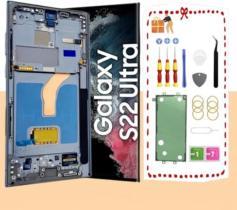 OLED for Samsung Galaxy S22 Ultra 5G LCD Display Screen Assembly Replacement for Samsung S22 Ultra Touch Digitizer Screen with Frame Toolkits S908U S908A US Version Black in Kuwait