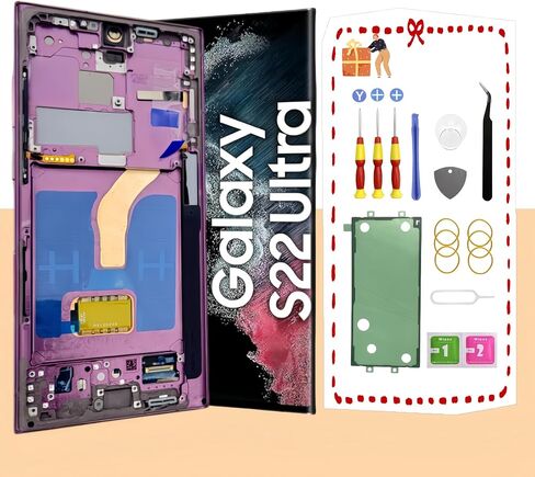 OLED for Samsung Galaxy S22 Ultra 5G LCD Display Screen Assembly Replacement for Samsung S22 Ultra Touch Digitizer Screen with Frame Toolkits S908U S908A US Version Black in Kuwait