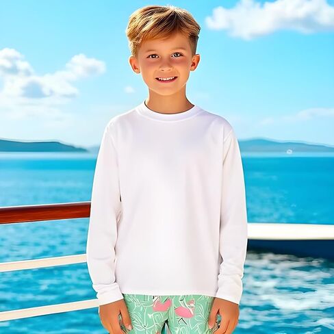 INGEAR Boys Rash Guard Long Sleeve Swim Shirt - Quick Dry UPF 50+, Kids Fishing Shirt, Dry fit Shirts for Boys Sizes XS-XL in Kuwait