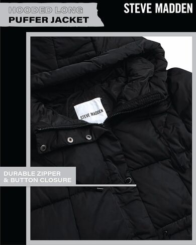 Steve Maden Women's Jacket - Cozy Hooded Long Puffer Jacket for Women with Waist Drawstrings - Warm Women's Down Jacket S-XL in Saudi Arabia