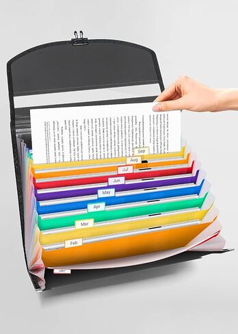 25 مجلدًا للملفات قابلة للتوسيع، منظم ملفات محمول بمقبض، صندوق حفظ الأكورديون. نافذة مرئية للبحث السريع، تتضمن علامات تبويب من الألف إلى الياء والشهر. منظم أوراق وأوراق بحجم A4/Letter in Kuwait