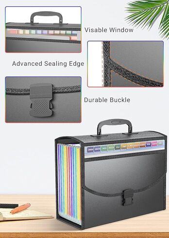 25 مجلدًا للملفات قابلة للتوسيع، منظم ملفات محمول بمقبض، صندوق حفظ الأكورديون. نافذة مرئية للبحث السريع، تتضمن علامات تبويب من الألف إلى الياء والشهر. منظم أوراق وأوراق بحجم A4/Letter in Kuwait