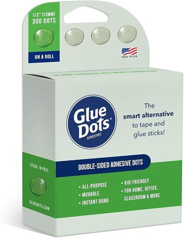 Glue Dots, Roll for everyday uses, 3-pack, ½", .5 Inch, 900 Total Dots, Movable, Repositionable, Multi-Functional, Label Containers, Glue Stick and Tape Alternative, Clear in Saudi Arabia