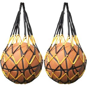 Single Ball Mesh Bag 2PCS Basketball Ball Carry Mesh Storage Net Bag Single Football Holder Black and Yellow