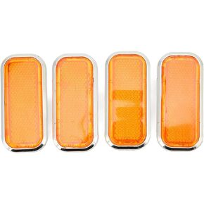 4pcs Rectangular Reflector Safety, KIMISS Universal Stick on Reflective Sticker Reflector holder High Visibility for Car Motorcycle ABS (Electroplating orange)