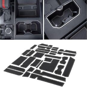 JDMCAR Liner Accessories Compatible with Toyota Tundra 2022-2023 2024 2025, Custom Non-Slip Anti Dust Cup Holder and Door Pocket Inserts Kit (Black Trim) - 30 PC Set