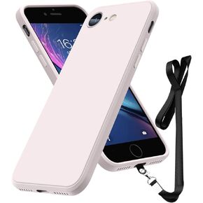 متوافق مع حافظة iPhone SE 2022/2020/8/7 مقاس 4.7 بوصة، حافظة واقية لكامل الجسم من السيليكون ناعمة الملمس، حزام حبل للرقبة، غطاء هاتف واقٍ غير أصفر مقاوم للسقوط نحيف، أسود (1-59)