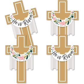Big Dot of Happiness Religious Easter - Cross Decorations DIY Christian Holiday Party Essentials - Set of 20