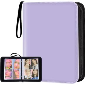 Kpop Photocard Binder with 50 Pack 4-Pocket Card Pages, 400 Photocard Holder Book with Sleeves A5 Binder Photocard Album PU Leather Binder Cover for Trading Cards, K-pop Photocards, Purple in Kuwait