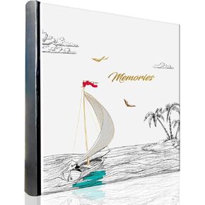 Holoary Photo Album 4x6 200 Photos Two Pictures Per Page, Memo Writing Area for Each Pocket, 200 Pockets 4"x6", Printed Book Cover Travel Design Natural Beach Vacation Honeymoon Memories
