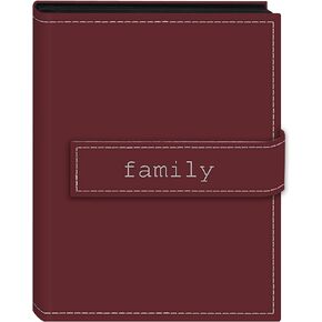 Pioneer Photo Albums EXP-46/BF 36-Pocket 4 by 6-Inch Embroidered "Family" Strap Sewn Leatherette Cover Photo Album, Mini, Burgundy