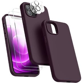 [5 in 1 for iPhone 12 Phone Case/iPhone 12 Pro Phone Case with Screen Protector and Camera Lens Protector, Liquid Silicone Phone Case for iPhone 12 Pro (Alpine Green)…