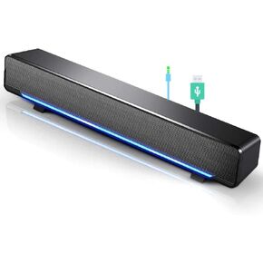 Speaker, Mini Speaker, USB Speaker PC Stereo Lightweight Wired LED Soundbar Speaker, Soundbar Soundbox, 3.5mm Audio Jack Compatible with PC Computer Tablet TV for Office Home Home Theater