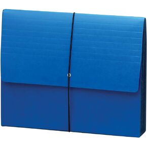Smead Expanding Wallet, 5-1/4" Expansion, Flap and Cord Closure, Extra Wide Letter Size, Navy, 10 per Box (71122)