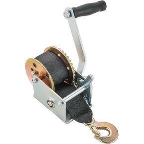 ATPEAM Boat Trailer Winch, Heavy Duty Hand Winch with 5m Black Strap Gear Hand Winch with Crank Handle, Manual Winch for Towing (800LBS)