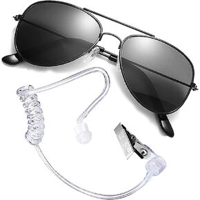 Men in Costume Black-Costume Accessories - Secret-Service and Spy FBI Costumes, Fake Ear Piece and Sunglasses