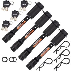 79634 Keyed Alike 5/8" Trailer Hitch Lock Set with Extra Long 3-1/4" Span, Double Safety Tow Hitch Receiver Locking Pin for Class III IV Hitches with 2" and 2.5" Receivers, 4-Pack