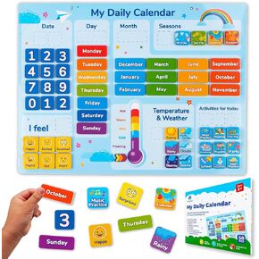 Simply magic 58 PCS Kids Calendar - My First Daily Magnetic Calendar for Kids, All About Today Board, Days of The Week Calendar for Kids - Preschool Classroom Calendar for Wall, Circle Time Calendar