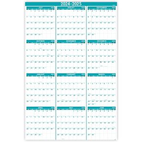 2024-2025 Wall Calendar - Yearly Wall Calendar 2024-2025 with Julian Date, July 2024 - June 2025, One Page for Organizing, Premium Thick Paper, Vertical, Gift Pocket, 34.8" x 22.8" (Open)