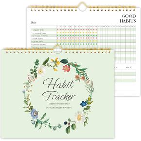 Habit Tracker Journal - Habit Tracker Calendar with Spiral Binding–Undated Weekly and Monthly Habit Tracker to Boost Productivity with Habits Goals, 12Months, 8.5"x11"