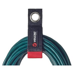 VELCRO Brand Extension Cord Organizer Holder. Heavy Duty Straps for Garage Organization and Storage. Rust Resistant Grommet Hangs Easily on Wall 2pk,Small 10-inch,60bs Weight Rating,Black