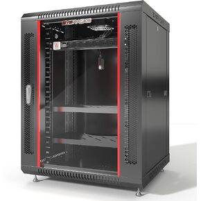 Sysracks 15U Wall Mount Network Data Server Cabinet Rack Locking Enclosure - 8-Socket PDU - Fan - Shelf - Feet - Lockable Doors Panels