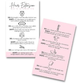 Hair Extension Do's and Don'ts Card | Physical Printed 2x3.5" inches Business Card Size | Cosmetologist Supplies | White & Pink Card Design