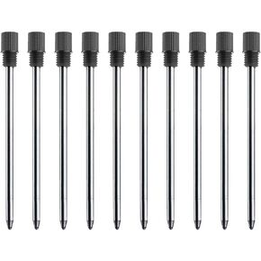 Black Ink Refills (10 Pcs), Replaceable Pen Refills, 2.75 inch (70 mm) Ballpoint Pens Refills, 1mm Medium Tips - Black
