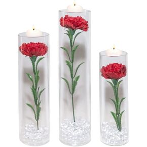 Rose Floating Scented Candles with ABS Colored Pearl Water Gel Jelly Beads Vase Filler in Valentine's Day Wedding Mother's Day Birthday Party Decorate,2.36 inch,Pink