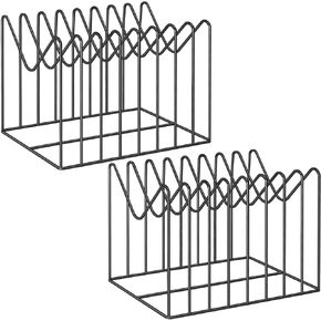 2 Sets Wire File Organizer for Desk,File Folder Holder/Rack/Stand,File Sorter Organizer,Desktop Record/Clipboard Holder,8 Sections Storage,Anti-Scratch/Rusty,Steel Stable Holder,Black