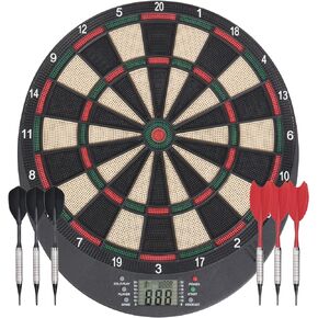 Arachnid Lightweight Electronic Dartboard with LCD Scoring Displays, Heckler Feature, 8-Player Scoring and 21 Games with 65 Variations , Black, 18.5L x 17.5W x 6.75D in.