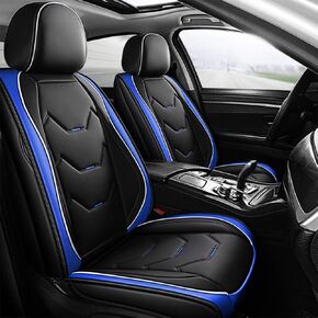 otoez Universal Leather Car Seat Covers 5 Seat Full Set Automotive Seat Protector Replacement Compatible with Most Honda Toyota Chevy Ford Nissan Vehicles, Trucks, SUVs(White+Black,with Pillows)