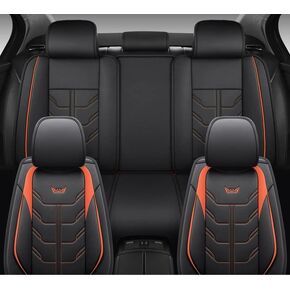 Csidy02 leather car seat covers, comfortable 5-seater full set, suitable for most cars, SUVs, pickup trucks. Suitable for all seasons, universal type (pink and black)