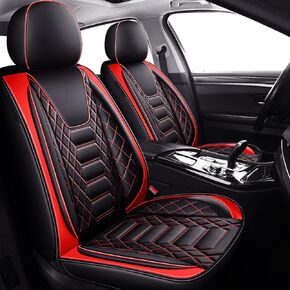 FREESOO Car Seat Covers Front Only 2pcs, Leather Driver Seat Cover Protector Airbag Compatible Universal Fit for Sedan SUV Pick-up Truck Van (Black 8-2PCS)