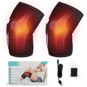 Heated Knee Brace Wrap 3 Adjustable Temperature Thermal Therapy Heated knee pad with USB Adapter Heating Pad for Joint Soreness Swelling Cramps Rheumatism, work for 5V2A (Not rechargeable) 1pcs