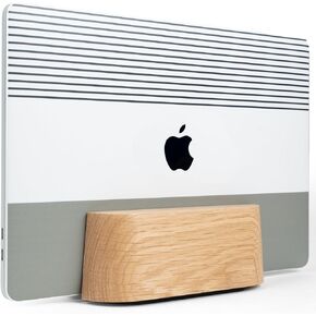 Adjustable Vertical Laptop Stand for Desk, MacBook Stand Laptop Holder, MacBook Pro Stand, Laptop Stand Vertical MacBook Pro Dock, Wood Mac Stand, MacBook Air Stand Laptop Dock (Solid Oak)