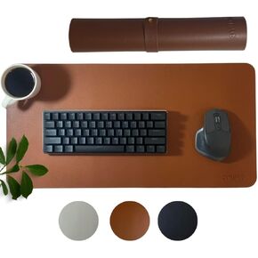 Large Leather Brown Mousepad, Non-Slip, Water Resistant, PU Leather Desk Pad, Writing Pad, (12" x 24") Office, Home, and Gaming Desk Mat by Dynamic