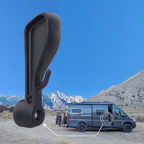 OpenGlass Van Mods - Dodge Ram ProMaster Van Sliding Door Handle Upgrade - All Years (2014-2024) - Long Handle, Ergonomic Finger Scoops & Hanging Hook - 1 min Install, Virtually Indestructible