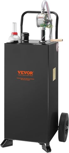 VEVOR 30 Gallon Gas Caddy, Fuel Storage Tank with Wheels, Portable Fuel Caddy with Manual Transfer Pump, Gasoline Diesel Fuel Container for Cars, Lawn Mowers, ATVs, Boats, More, Black in Saudi Arabia