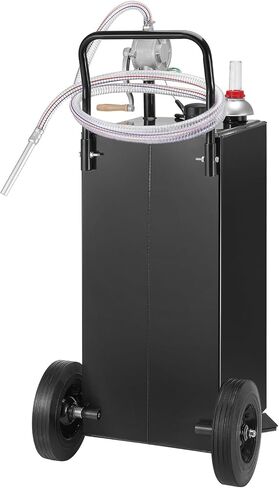 VEVOR 30 Gallon Gas Caddy, Fuel Storage Tank with Wheels, Portable Fuel Caddy with Manual Transfer Pump, Gasoline Diesel Fuel Container for Cars, Lawn Mowers, ATVs, Boats, More, Black in Saudi Arabia